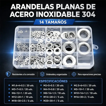 【190 piezas/caja】Junta metálica de acero inoxidable 304