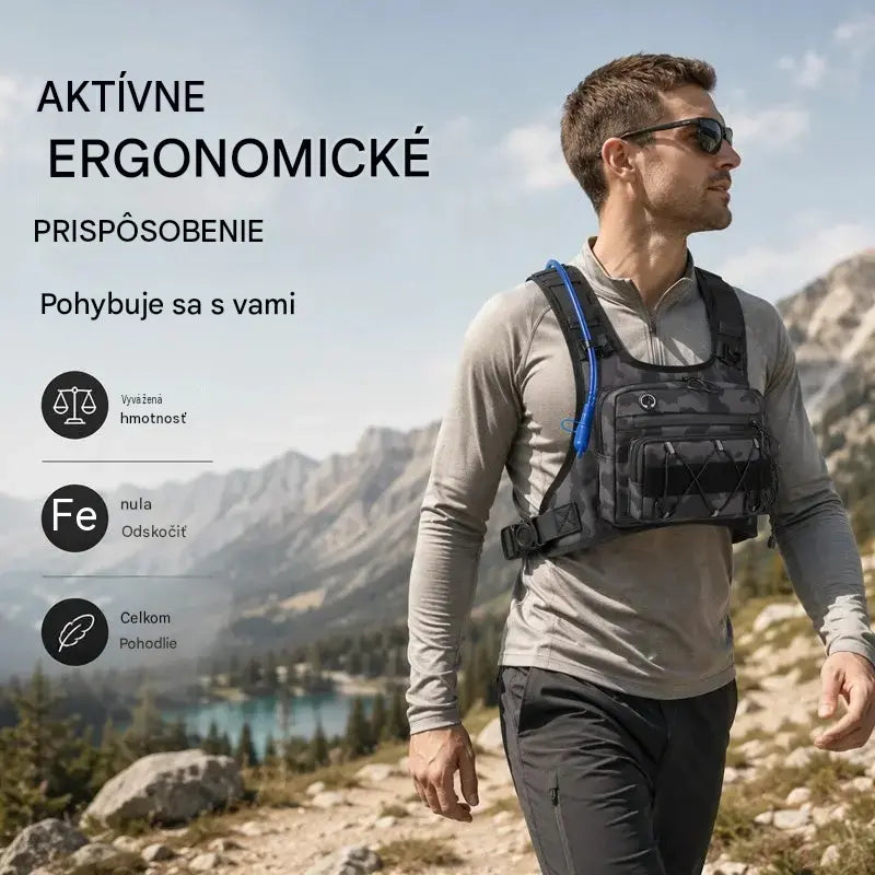 🥳🚴💨 ZĽAVA 50 %! Cyklistická vesta s integrovaným hydratačným systémom: odolná, vodeodolná, s viacerými vreckami a taktickými popruhmi. Noste vodu a nevyhnutnosti bez použitia rúk – ideálna na dlhé jazdy! 🎒✨