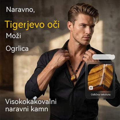 🐯🔥 Časovno omejena ponudba: 52 % popusta! Moška ogrlica iz naravnega tigrovega očesa: Ročno tkana vrvica, gladko polirane perle, ki poudarjajo vaš edinstven slog ✨