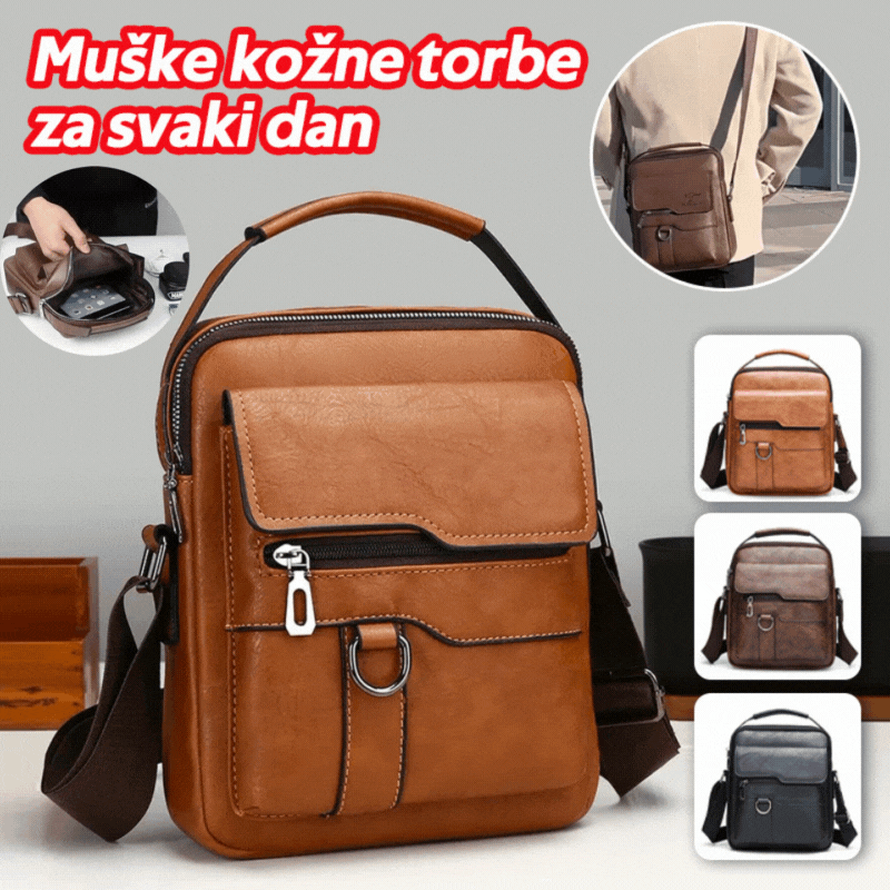 Modna ležerna torba od kravlje kože za muškarce