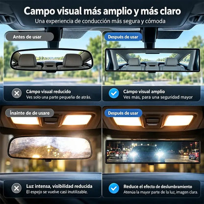 Espejo retrovisor interior panorámico universal con clip para automóvil