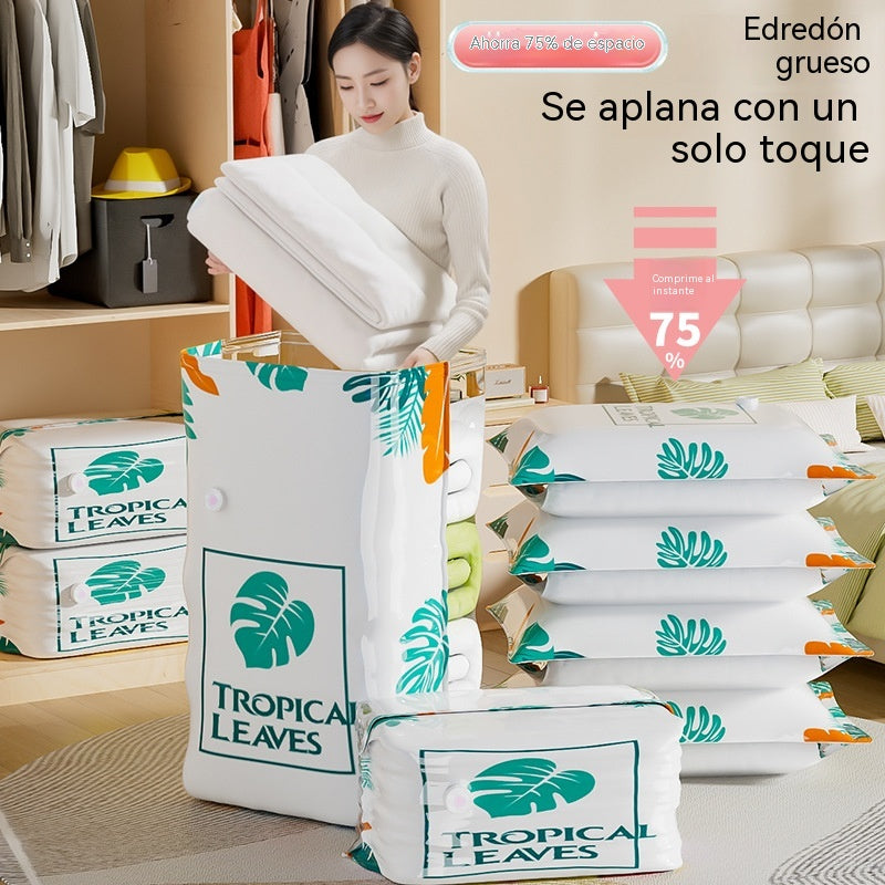 🧳【Juego de 5 piezas】💨 Bolsa de almacenamiento al vacío grande y compresible: no requiere bomba, es a prueba de fugas e ideal para ahorrar espacio en maletas y en casa ✈️