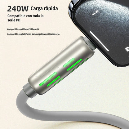 🔥 【2 kusy za 560 Kč】 🔥 (délka 2 metry) 4v1 kabel PD 240 W – rychlé nabíjení USB‑C, Lightning a USB‑A, hliník a silikon, synchronizace dat ⚡📱