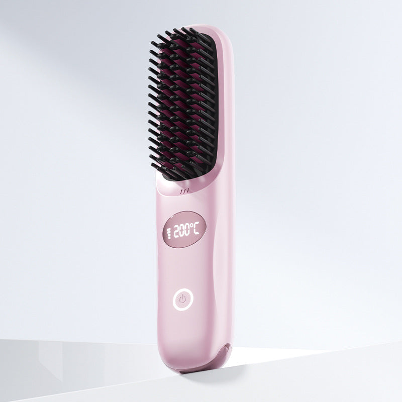 Cepillo alisador de pelo inalámbrico con pantalla LED