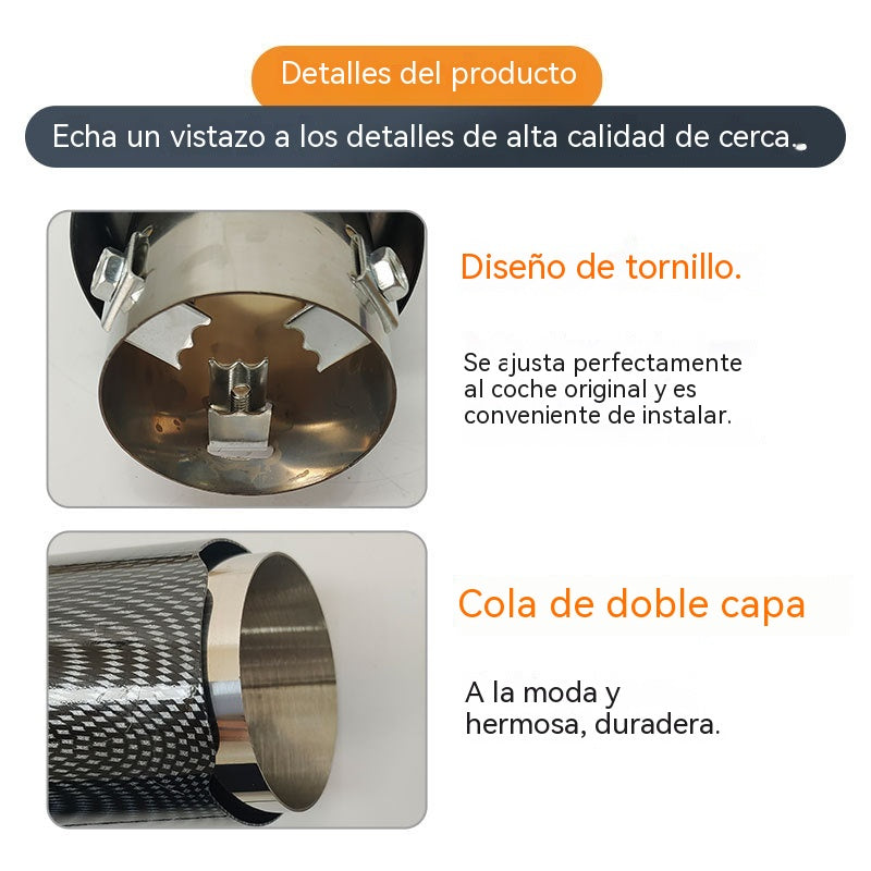 🚗🚗Tubo de escape con LED de fibra de carbono.