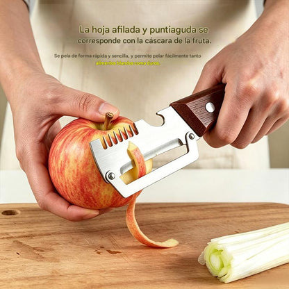 ✅Compra 1, llévate 1 gratis (dos artículos)🧅🔪 Pelador de cocina multifuncional 3 en 1: ¡Pela, pica verduras, corta carne y abre botellas! 🔥