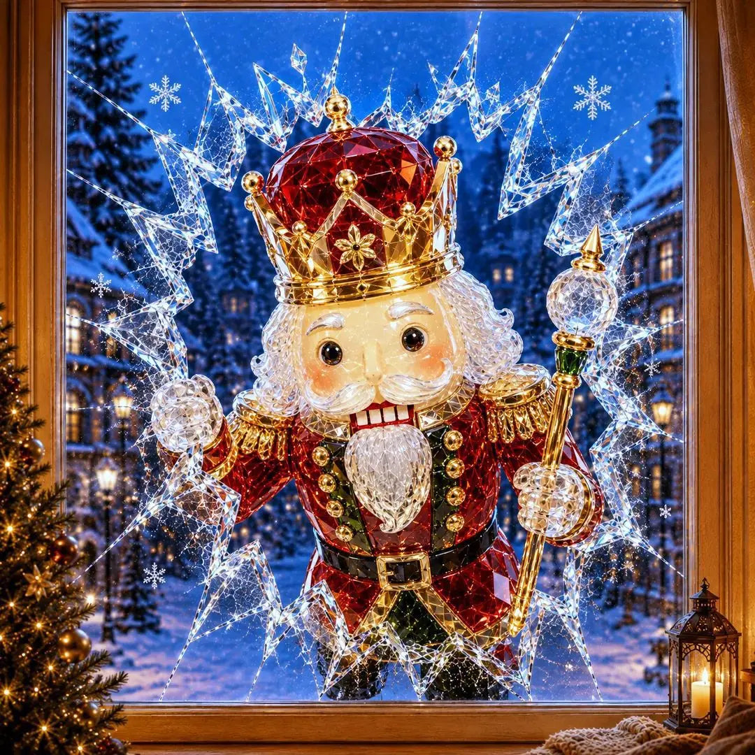 2 artículos por 28 €-✨🎄Adhesivo para ventana con efecto de rotura navideña — Decoración navideña 3D para ventanas con efecto de cristal roto