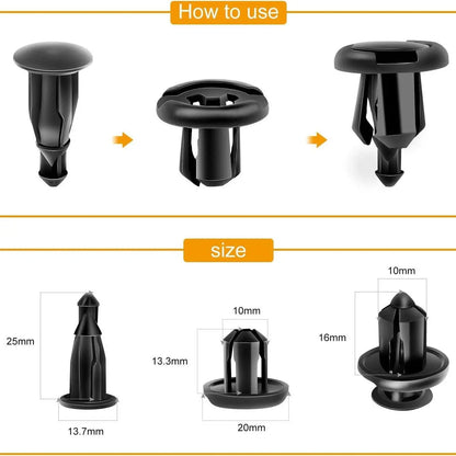 【Juego de 150 piezas + alicates】Juego de hebillas de plástico para tornillos de expansión automotrices