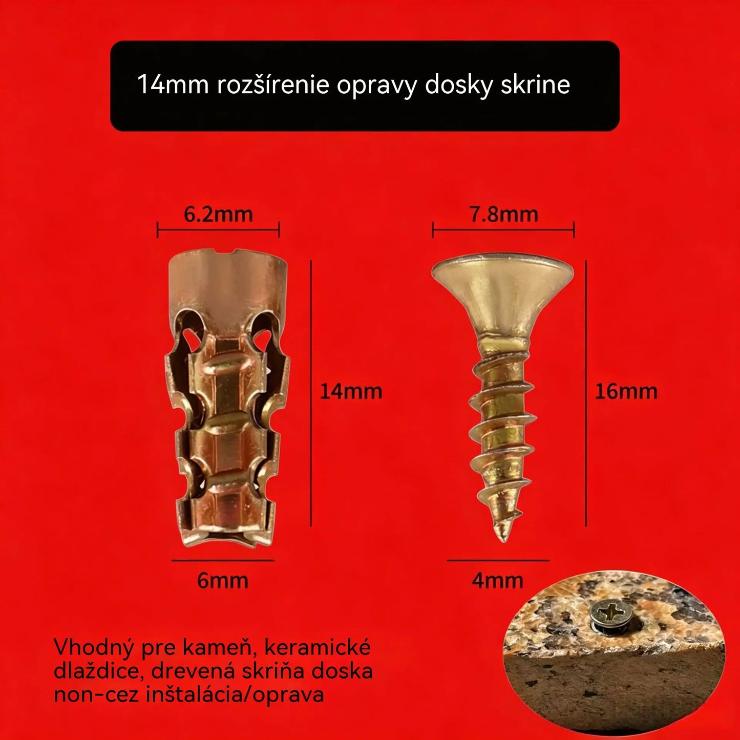 【🔥100 setova na rasprodaji】🧰⚒️ Popravak namještaja, kratki ekspanzijski vijci, popravak i ugradnja šarki za kamen/pločice/ormariće.