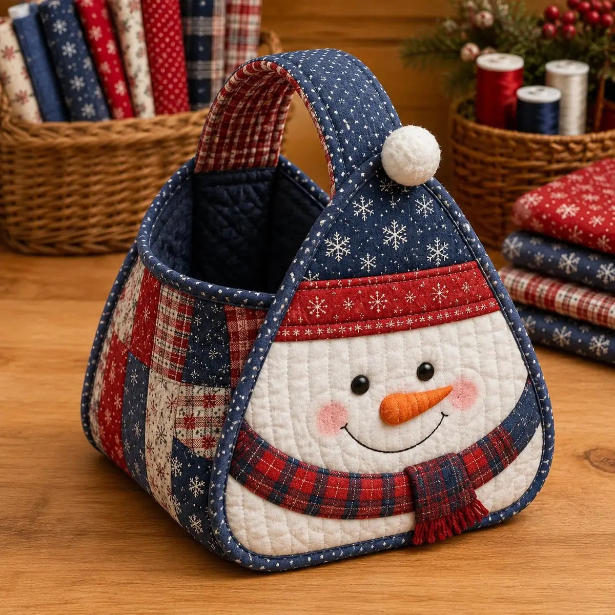 🎁🎁Prešívaný prenosný košík s vianočným motívom