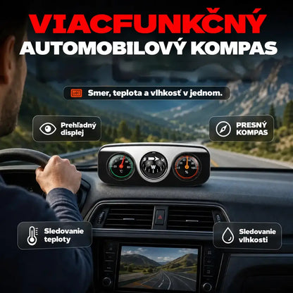 Multifunkčný kompas do auta 3 v 1 s teplomerom a vysokou presnosťou.
