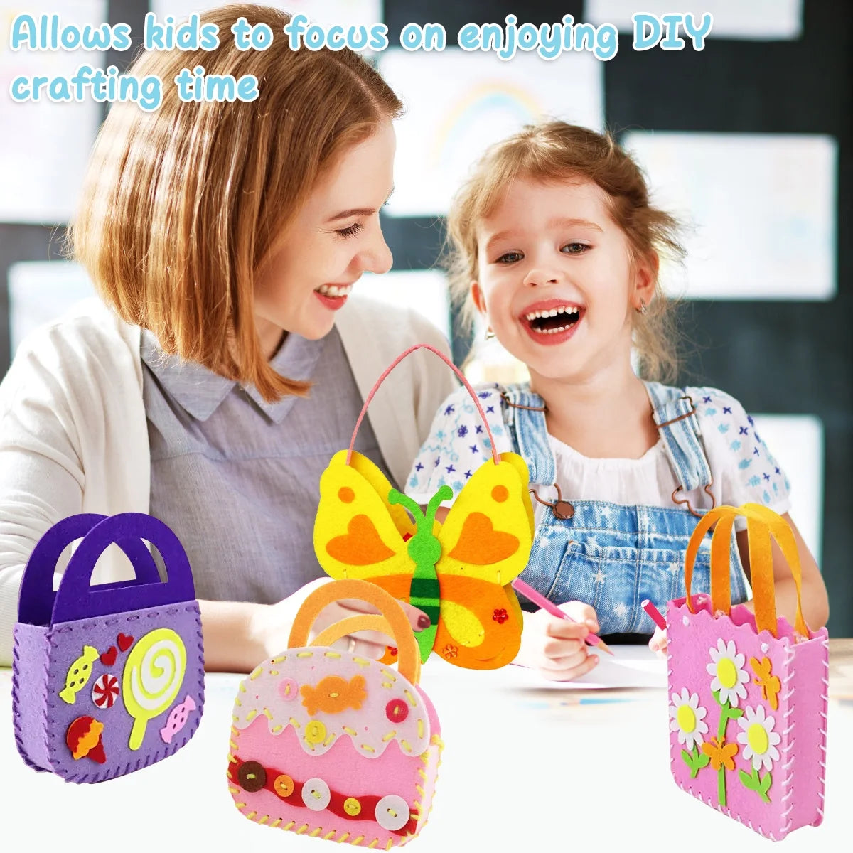 🔥【4 kom】🥰DIY netkane ručno rađene dječje torbe, najbolji poklon za djecu🎁