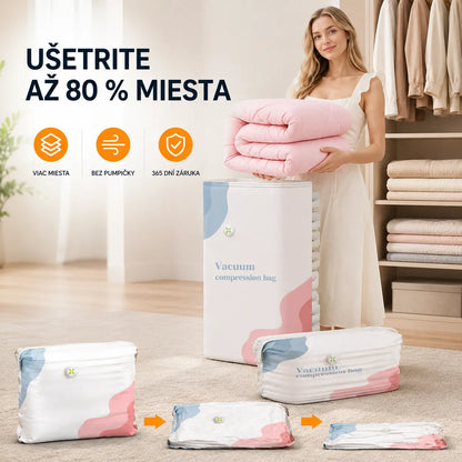 🧳 5 položek za pouhých 640 Kč 💨 Velké stlačitelné vakuové úložné sáčky: Není třeba žádné vzduchové čerpadlo, nepropustné, ideální pro úsporu místa v kufru a doma ✈️