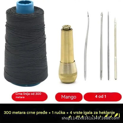 ✨Sada 50 % popusta!✨ Set od 5 dijelova za šivanje kože (šilo i voštani konac): alat za ručno šivanje i obradu kože.