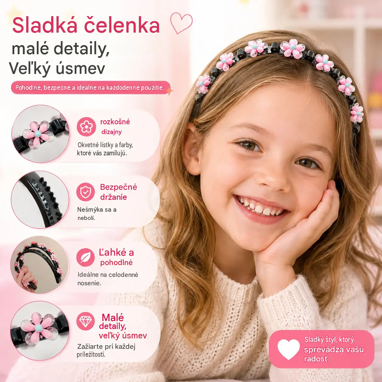 👑【5 kusov】Paličky, sponky a zapletené stuhy pre dievčatá