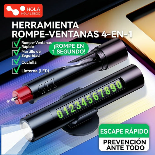👍👍Rompecristales para coche, martillo de seguridad de emergencia 4 en 1