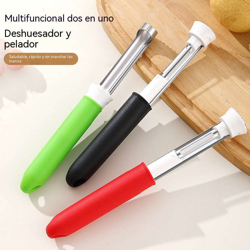 🍎🍏Descorazonador y pelador de frutas de acero inoxidable 2 en 1
