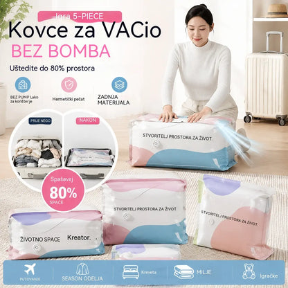 【Set od 5 dijelova】Velika, stlačiva vakuumska vrećica za pohranu: nije potrebna pumpa, nepropusna je i idealna za uštedu prostora u koferima i kod kuće