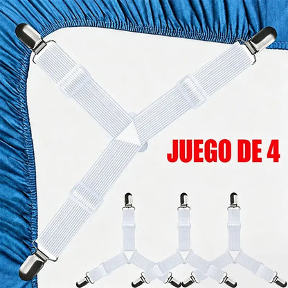 【4 piezas】Sujetadores ajustables para sábanas y edredones