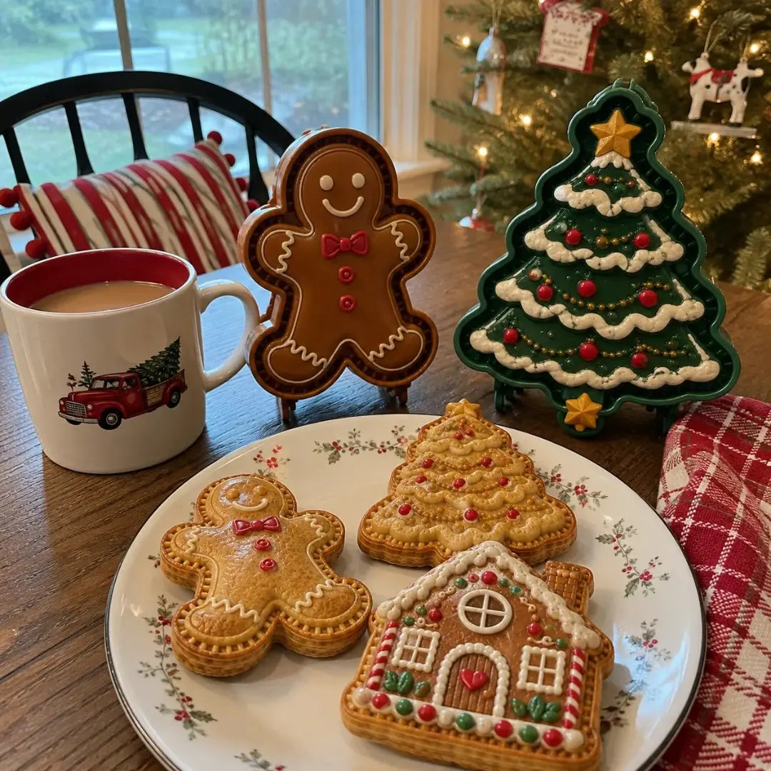 ⌛【1 set od 3 komada 23 eura】 🥧🎄Kolekcija mini kalupa za božićne torte s 9 dizajna | 🫎Kalupi za višekratnu upotrebu s reljefom za oblikovanje detaljnih božićnih torti u obliku Djeda Mraza, Snjegovića, soba i božićnog drvca⛄