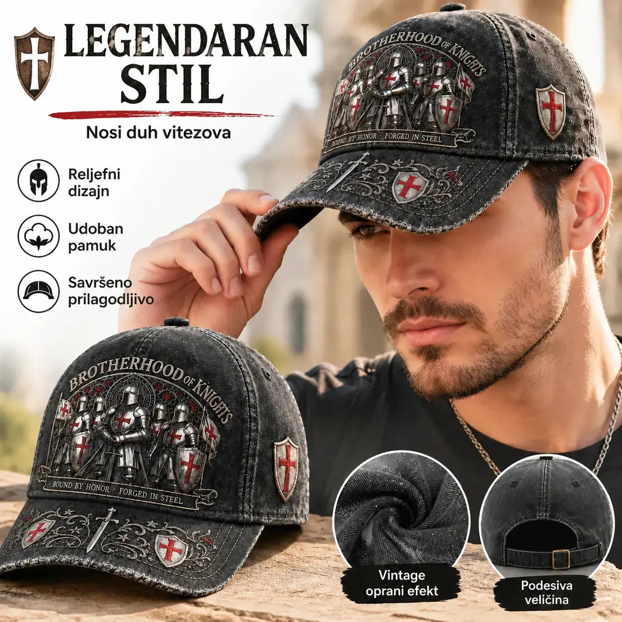 🛡️🧢 Bejzbolska kapa Guardian Knight, podesiva, prozračna i sa zaštitom od sunca.