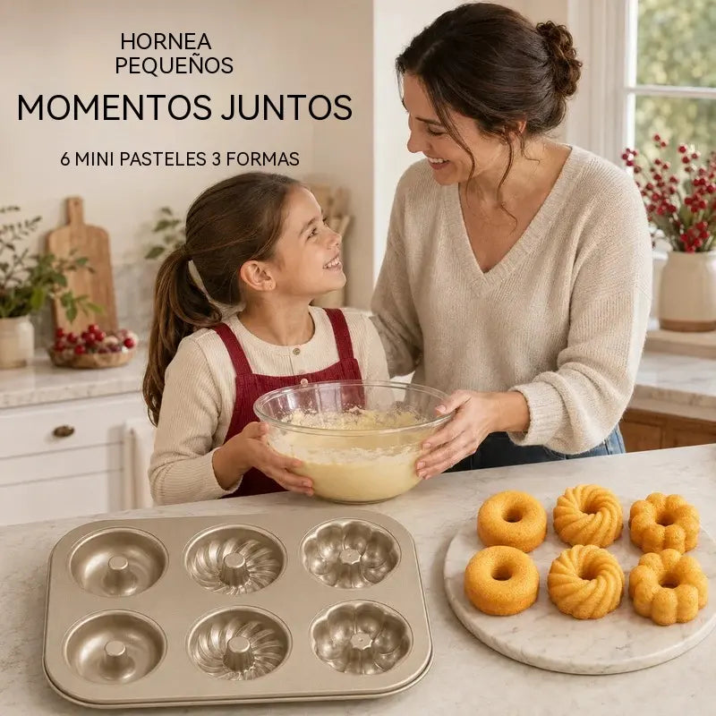 🥳¡Producto estrella!🥳💞 ¡Más de 10.000 unidades vendidas! Molde para mini pasteles en forma de anillo: tres formas, acero al carbono antiadherente. Hornea deliciosos postres: ¡consigue el tuyo ahora! ✅