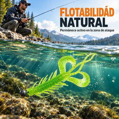 ✨ 8 piezas 🎣 Señuelos blandos de camarón realistas: flotantes y con movimiento natural
