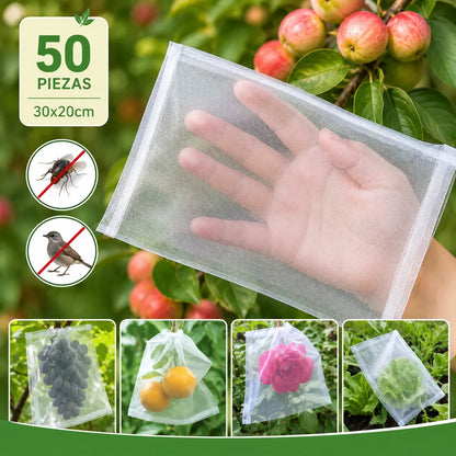 【30%OFF】【50 piezas（30x20cm）】Red de insectos para moscas de frutas, red de protección de árboles de paisaje para pájaros, bolsas de red de jardín para proteger flores, plantas, frutas, verduras