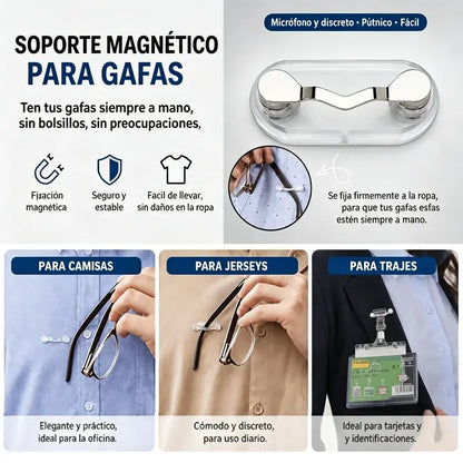 5 piezas 27€ 🧷🧲 Clip magnético para sujetar gafas, colgador universal para gafas de lectura, gafas con filtro de luz azul y gafas de sol. ¡No más gafas perdidas!