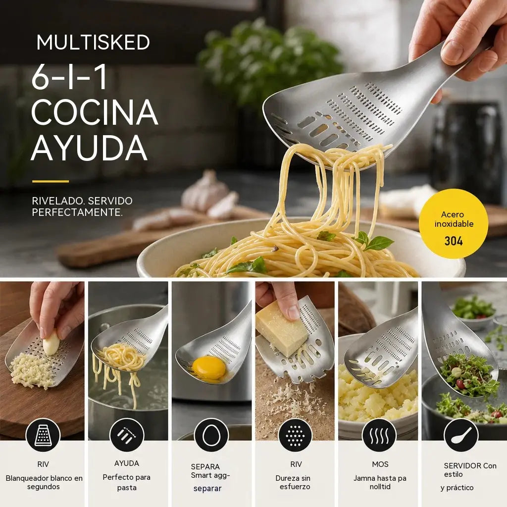 Cuchara moledora de acero inoxidable 304 🥄🥄 para separar la papa, el ajo, el jengibre y la comida para bebés con ajo.