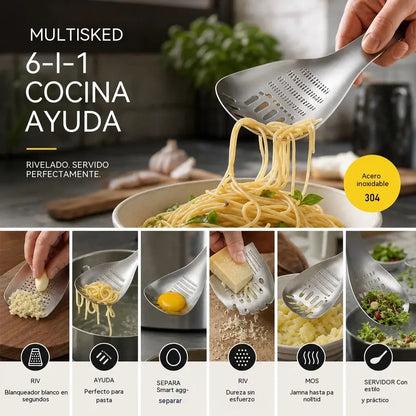 Cuchara moledora de acero inoxidable 304 🥄🥄 para separar la papa, el ajo, el jengibre y la comida para bebés con ajo.
