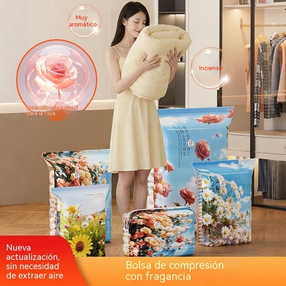 🧳【60*80*32cm】【Juego de 5 piezas】💨 Bolsa de almacenamiento al vacío grande y compresible: no requiere bomba, es a prueba de fugas e ideal para ahorrar espacio en maletas y en casa ✈️