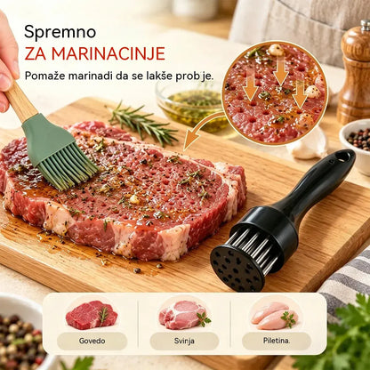 Omekšivač od nehrđajućeg čelika s 21 iglom, pogodan za odreske, roštiljanje i kuhanje.
