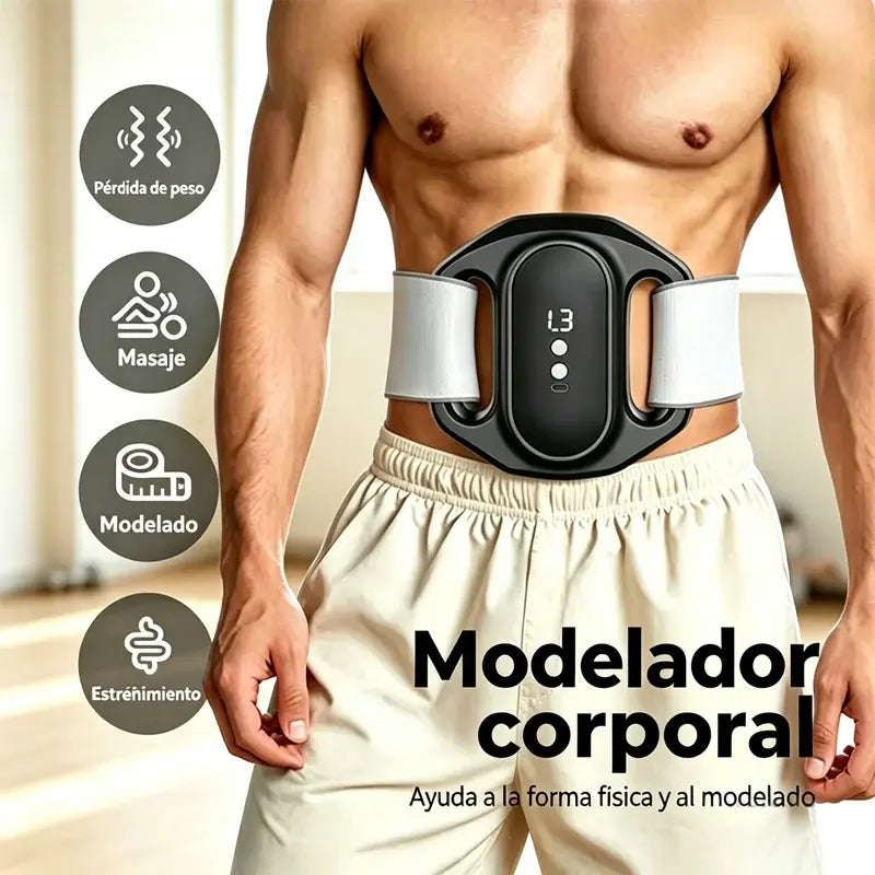 Dispositivo de masaje y quema de grasa abdominal: cinturón eléctrico ajustable para abdomen y cintura, tonificación muscular y eliminación de la barriga cervecera.
