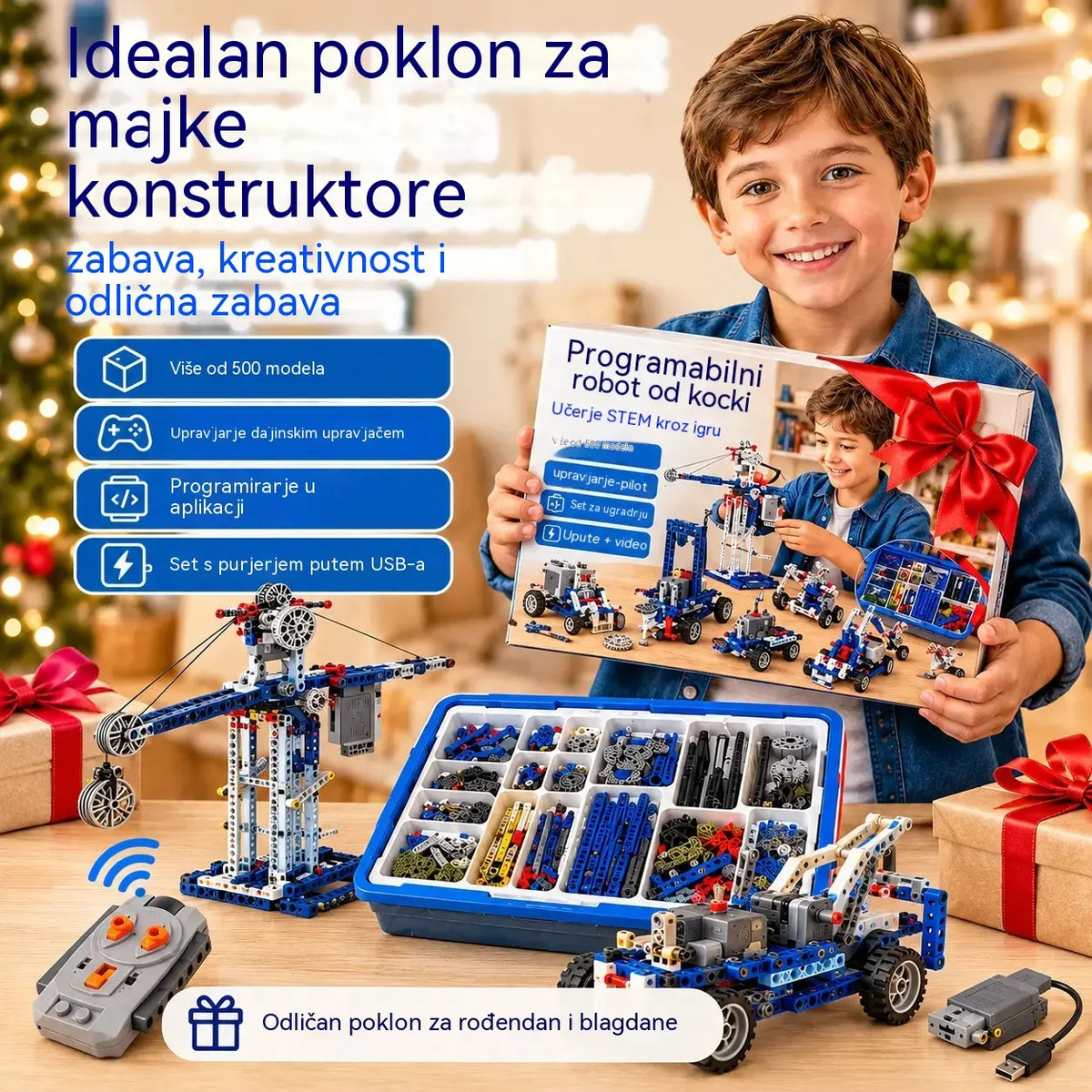 🔥[396 komada] [U vrećici - bez prijenosnog sustava] 26 €🤖🧩 [Ograničeno vrijeme 50% popusta] Dječji set za sastavljanje električnog robota