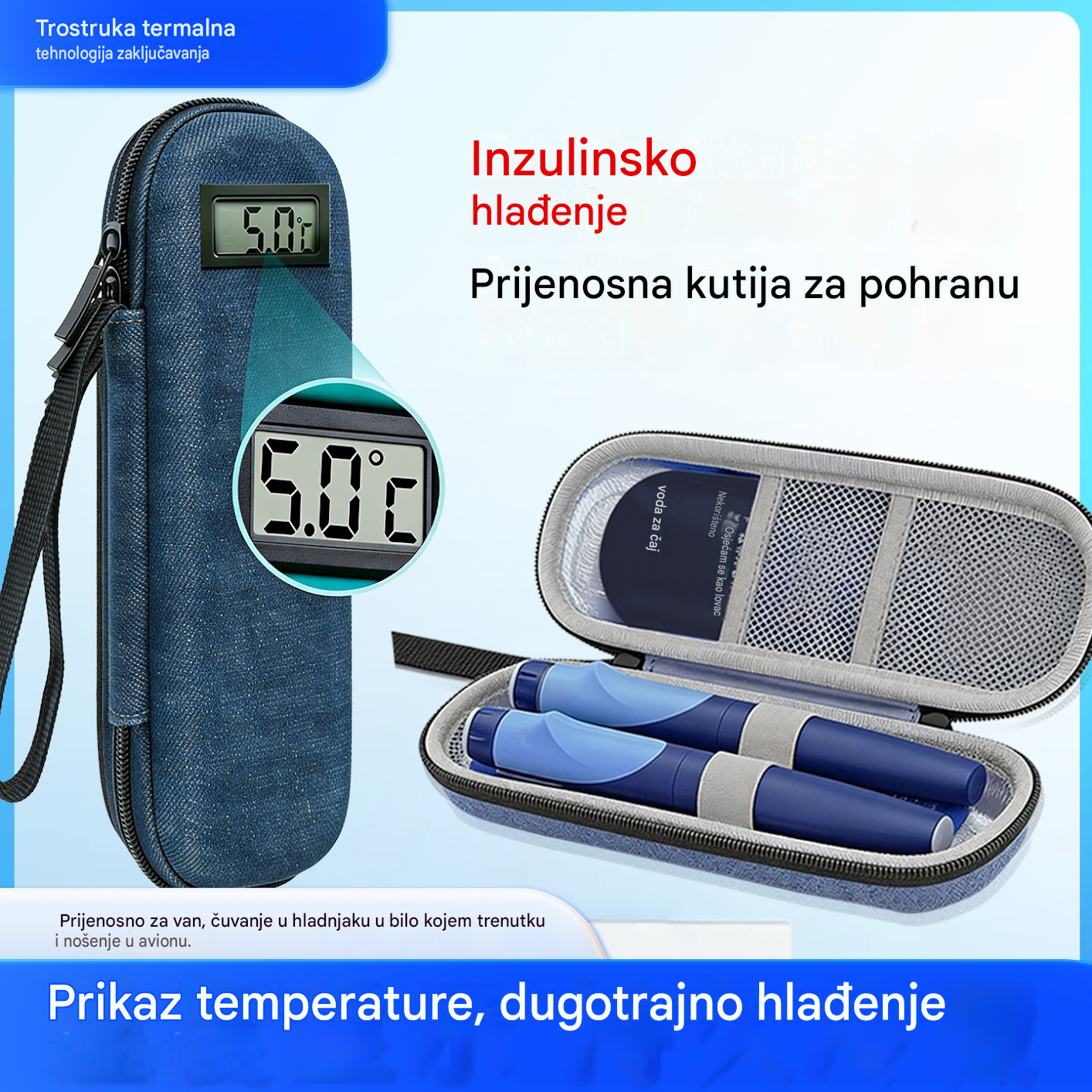 ❄️✈️Prijenosni hladnjak za inzulin s indikatorom temperature