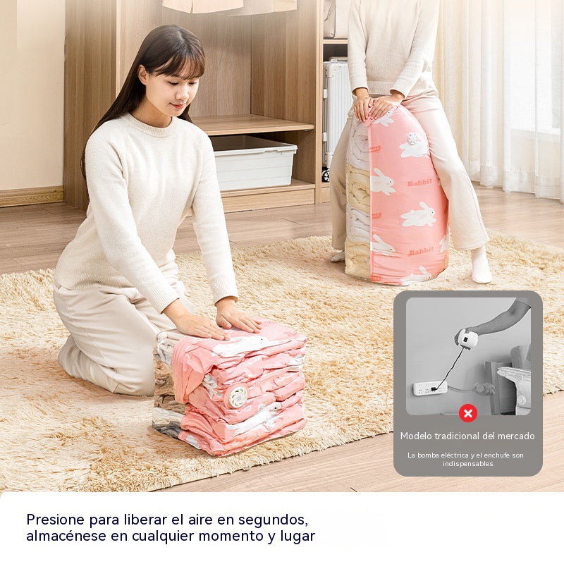 🧳【Juego de 5 piezas】💨 Bolsa de almacenamiento al vacío grande y compresible: no requiere bomba, es a prueba de fugas e ideal para ahorrar espacio en maletas y en casa ✈️