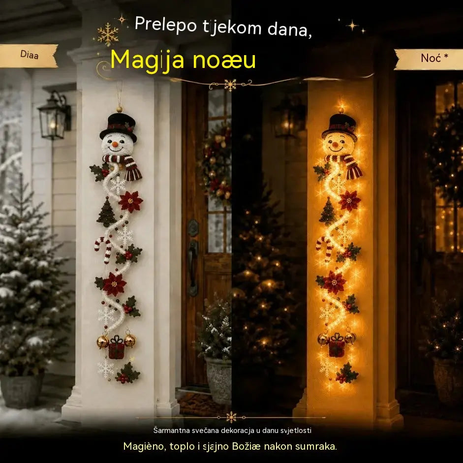 🎄 Božićna svjetla za vrata MerryCascade | 6 svečanih dizajna, toplo svjetlo, 3D detalji, vertikalni dizajn koji štedi prostor ✨