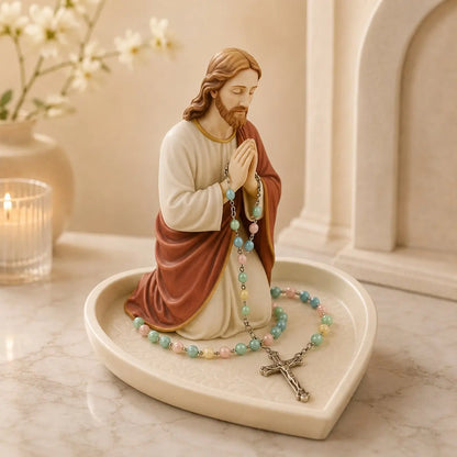 ✝️Skvelá ponuka: zľava 50 % – keramická tácka „Graceful Faith“ s motívom Panny Márie, určená na odkladanie ružencov alebo pamätných predmetov.