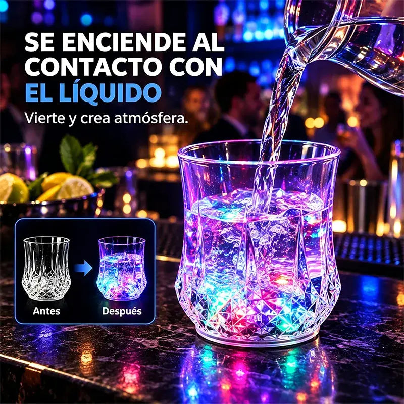✨💎Juego de vasos de cristal con luz LED activada por líquido🥂