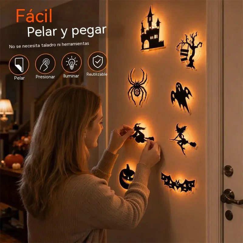 【Set de 8 piezas】🎃🎃Pegatinas de pared de Halloween que brillan en la oscuridad