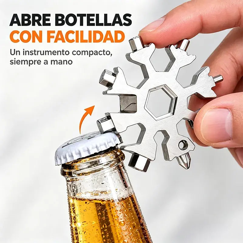 【4 piezas 26€】❄️Llave multiherramienta portátil Viral 18 en 1 con diseño de copo de nieve, fabricada en acero inoxidable.