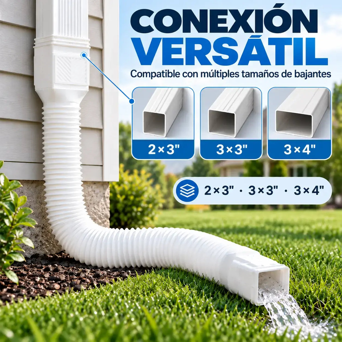 🏡 Kit de extensión flexible para bajante de canalón – Tubo de drenaje ajustable de 22 a 63 pulgadas con filtro de hojas para proteger los cimientos