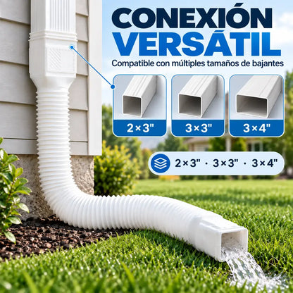 🏡 Kit de extensión flexible para bajante de canalón – Tubo de drenaje ajustable de 22 a 63 pulgadas con filtro de hojas para proteger los cimientos