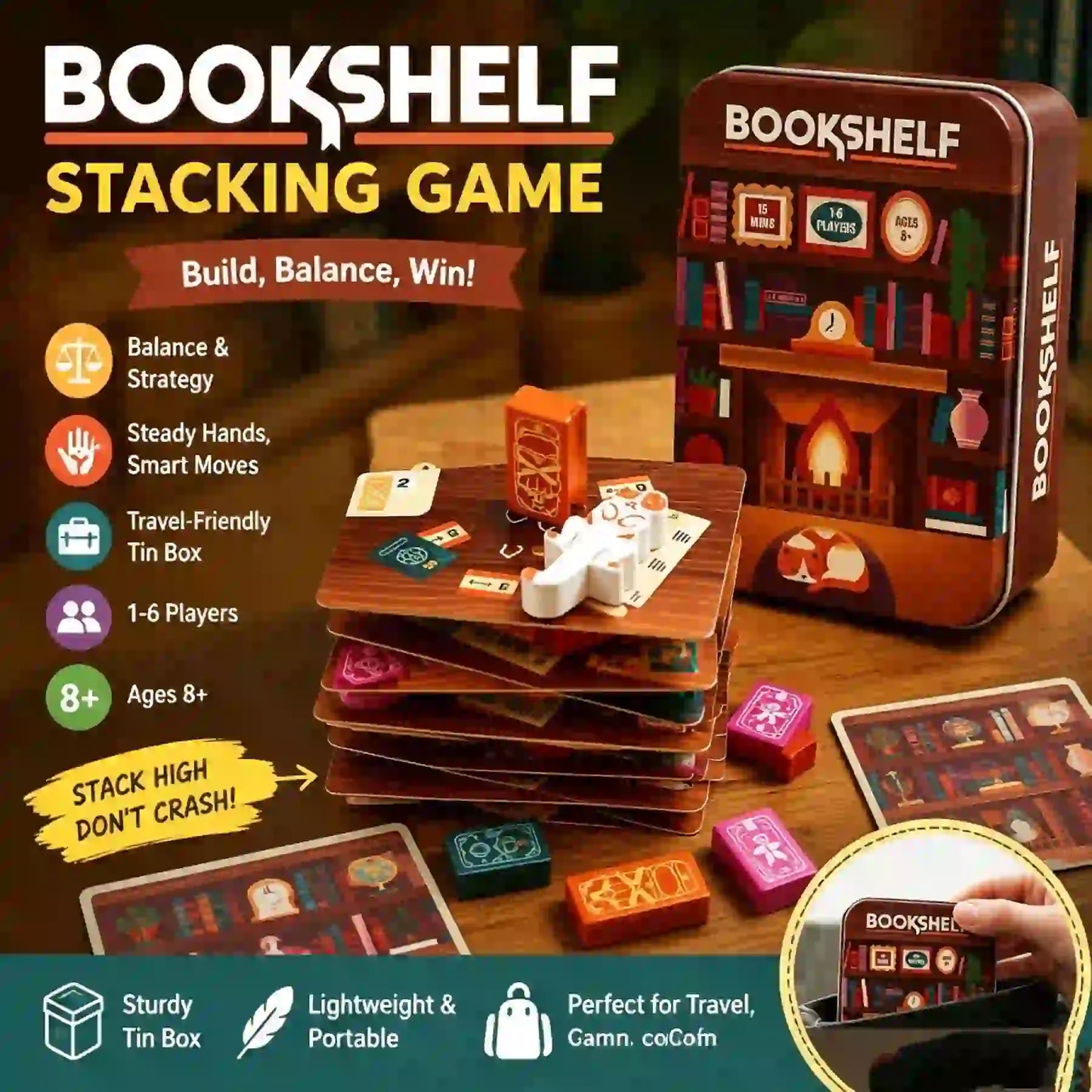 Juego cooperativo de apilamiento «Estantería»