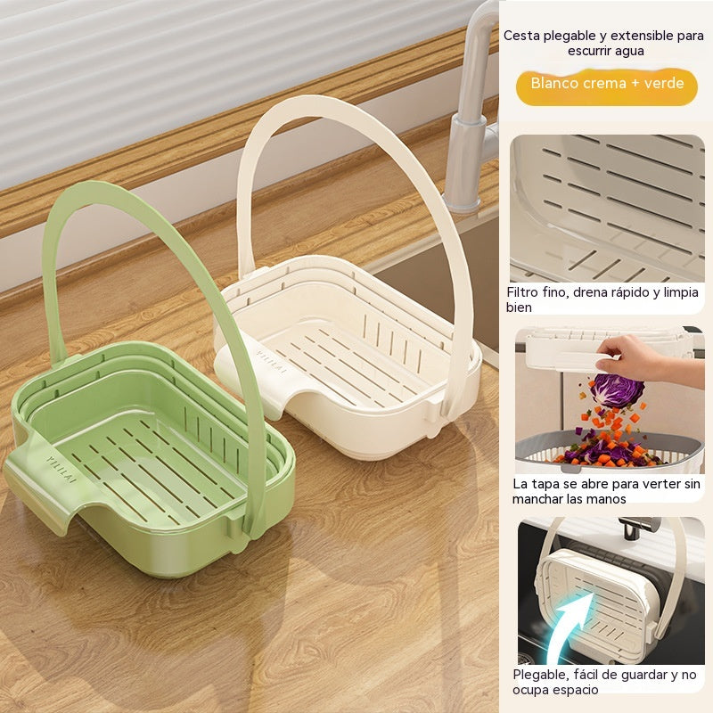2 artículos 29€🍅 Cesta de drenaje plegable para fregadero (con gancho para el grifo)
