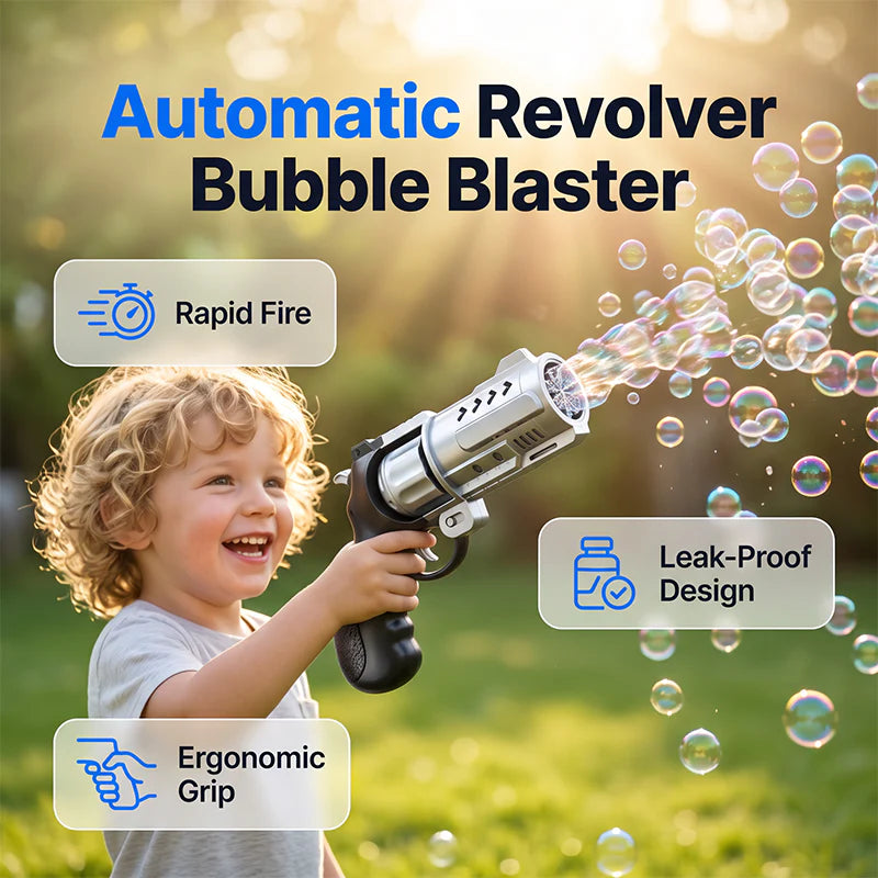 🔫Revólver eléctrico de juguete para burbujas para exteriores para niños
