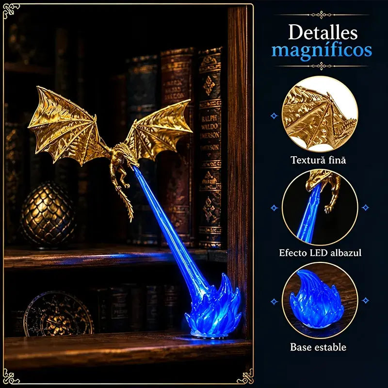 🐉🔥 3D LED lučka zmaja, ki bruha ogenj | Fantazijska svetleča dekoracija knjižne police