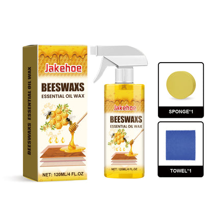 【30%0FF】Spray abrillantador de madera con cera de abeja de 120 ml (incluye esponja y toalla) para el cuidado de los muebles, la prevención de grietas y la protección de la pintura.