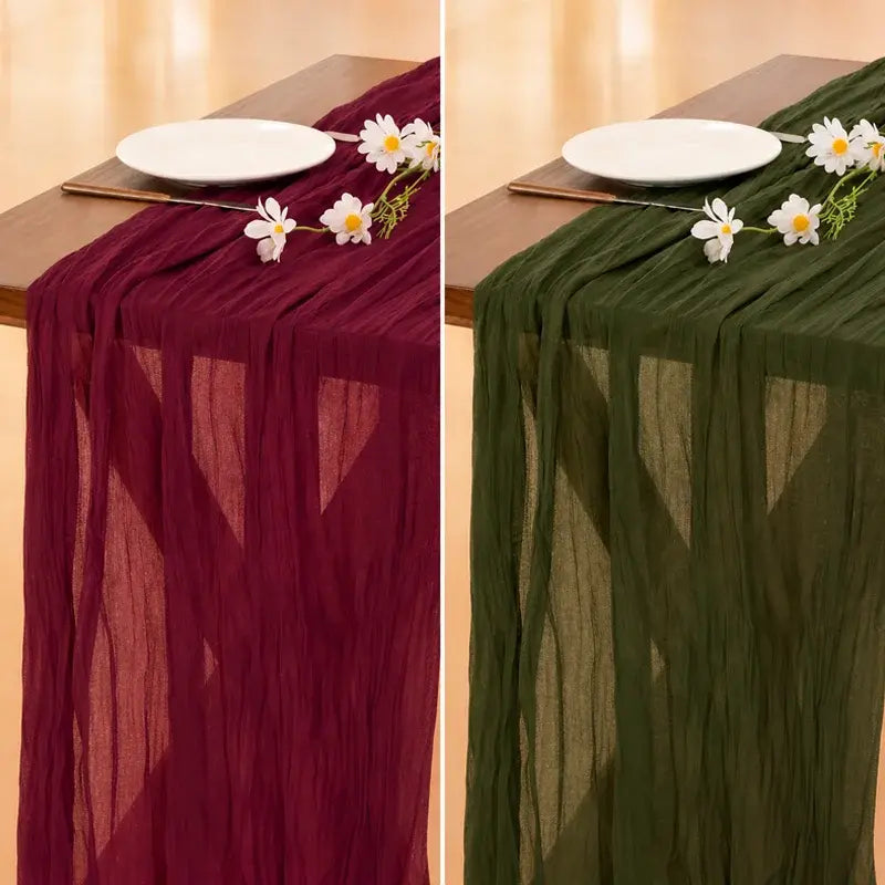 【2 piezas 27€】Camino de mesa de gasa estilo bohemio, camino de mesa romántico y transparente para bodas, despedidas de soltera, baby showers y fiestas de cumpleaños.